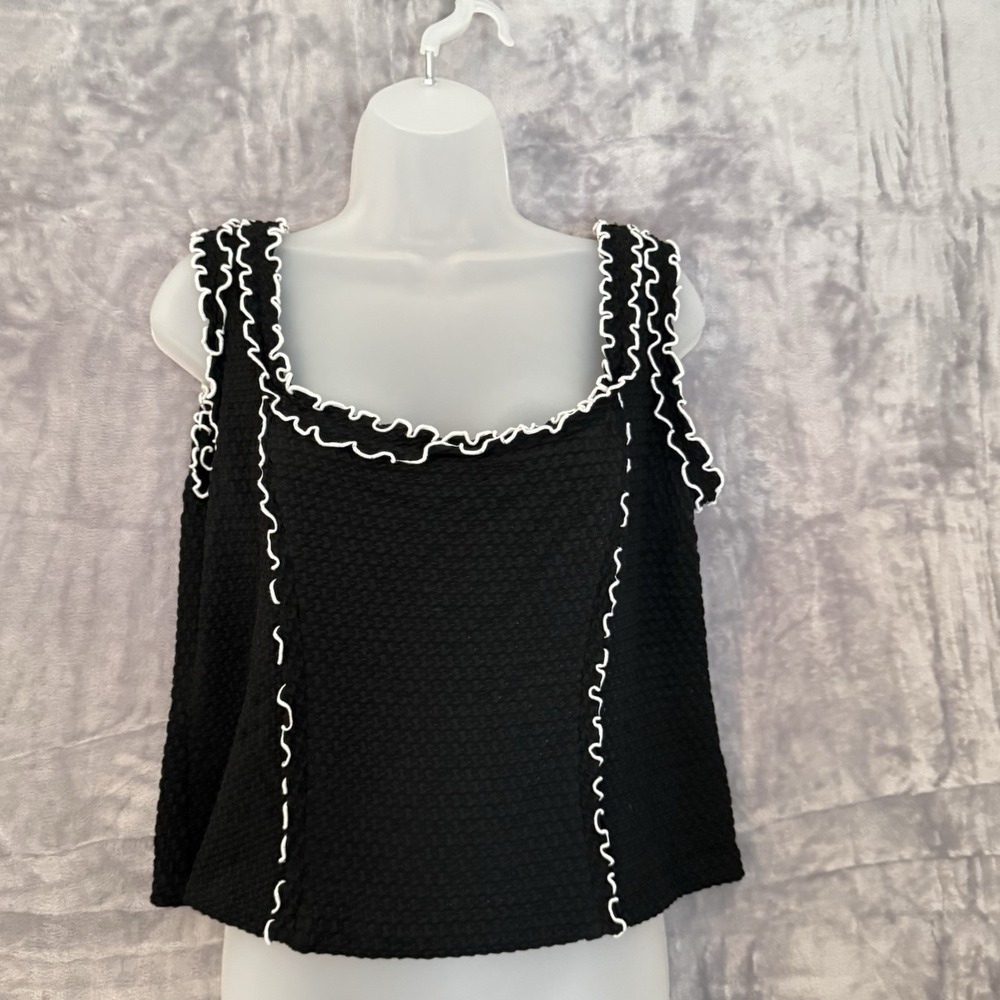 Vintage Joseph Ribkoff Tank Black Sleeveless Layers Top Womens Size 16 Office